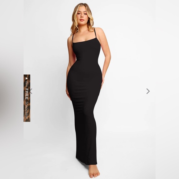 Popilush Dresses & Skirts - NWT Popilush modal maxi black spaghetti straps and built in shapewear